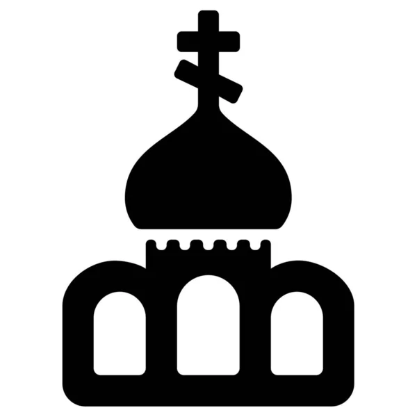 Église Icône Religion Orthodoxe Dans Style Solide — Image vectorielle