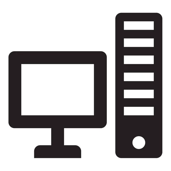 Computer Bureaublad Solid Pictogram Solid Stijl — Stockvector