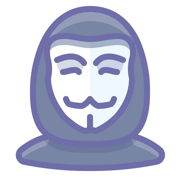 Anonymní Ikona Hacker Osoba Vyplněném Stylu Osnovy — Stockový vektor