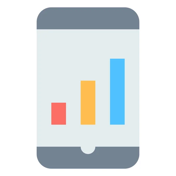 フラットスタイルのスマートフォンの財務統計アイコン — ストックベクタ
