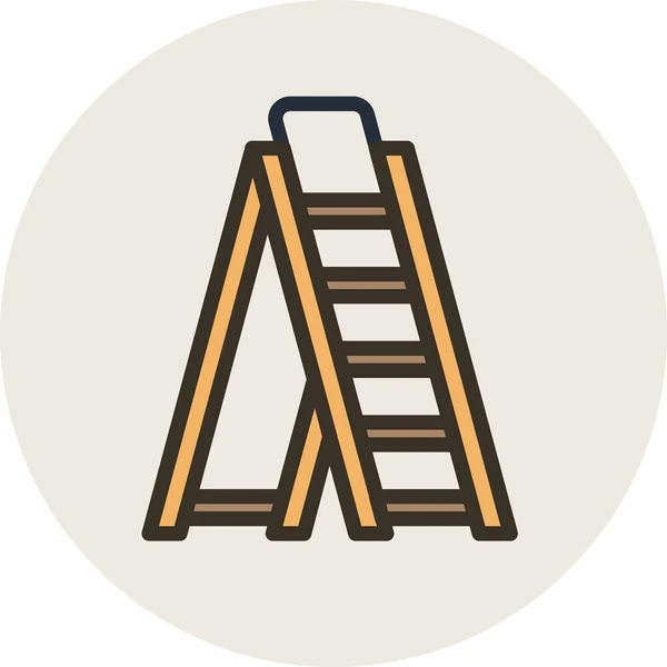 Ladder Stepladder Tools Icon Filled Outline Style — Stock Vector