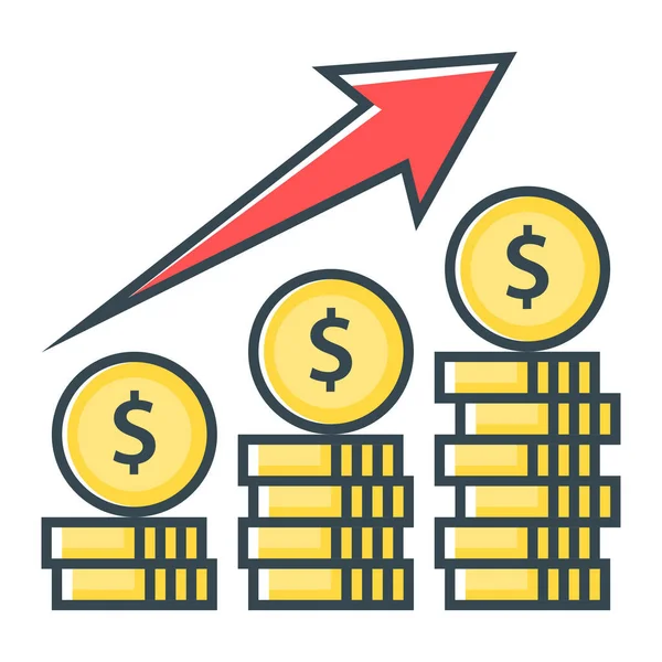 Finance Croissance Augmenter Icône Dans Style Contour Rempli — Image vectorielle