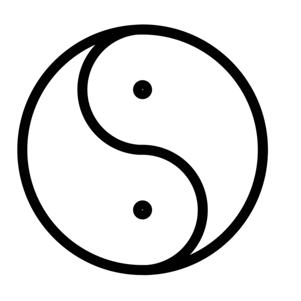 Yin Filosofie Yin Yang Icoon Outline Stijl — Stockvector