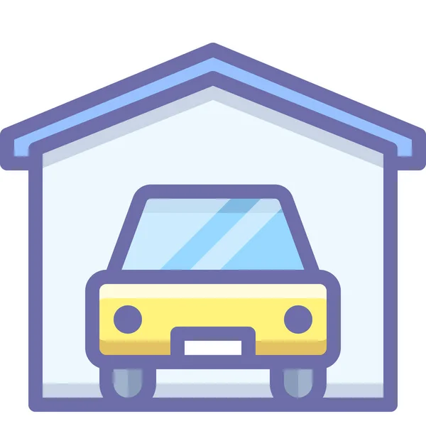 Icône Service Garage Voiture Dans Style Contour Rempli — Image vectorielle