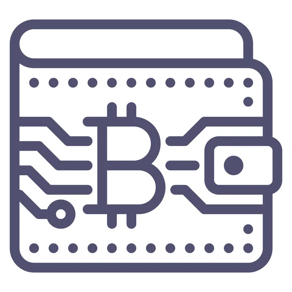 Bitcoin Dinero Billetera Icono Estilo Esquema — Vector de stock