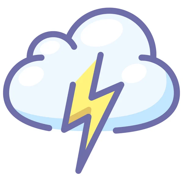 Cloud Lightning Weather Icon Estilo Contorno Lleno — Vector de stock