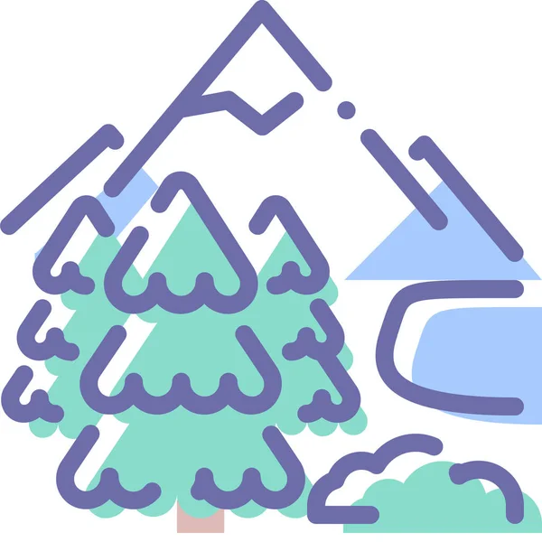 Οικολογία Βουνά Εικόνα Της Φύσης Γεμάτο Στυλ Περίγραμμα — Διανυσματικό Αρχείο