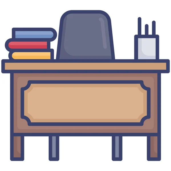 Books Chair Desk Icon — Stock Vector