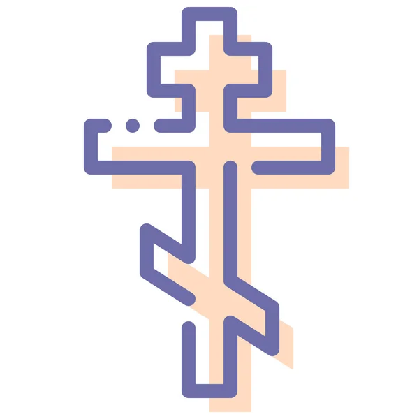 Kristet Kors Ortodoxi Ikon Fylld Kontur Stil — Stock vektor