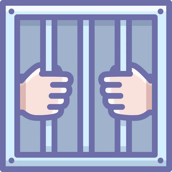 Prison Criminelle Icône Prison Dans Style Contour Rempli — Image vectorielle