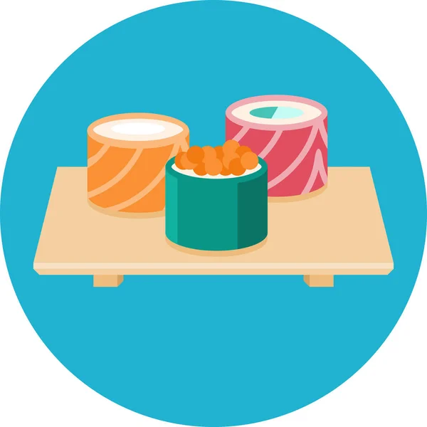 Essen Sushi Japanische Lebensmittel Ikone Flachen Stil — Stockvektor