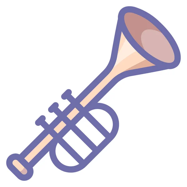 Fife Instrument Trompette Icône Dans Style Contour Rempli — Image vectorielle
