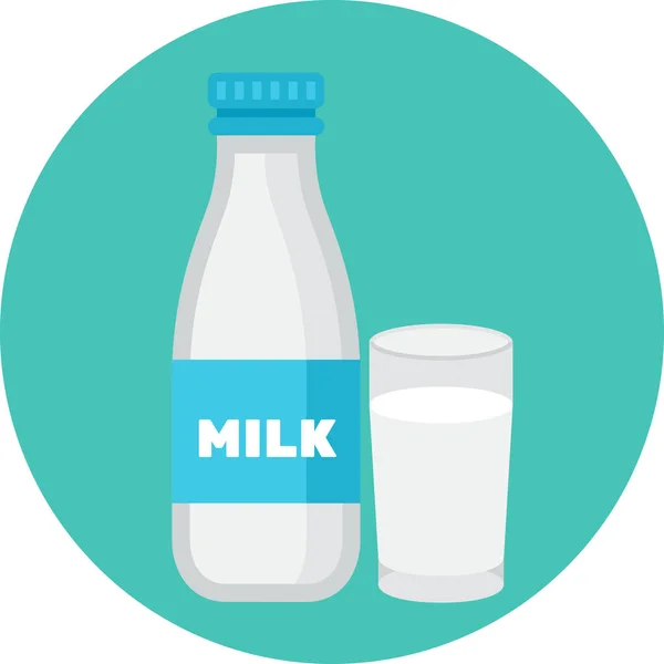 Botella Leche Bebida Icono Estilo Plano — Vector de stock