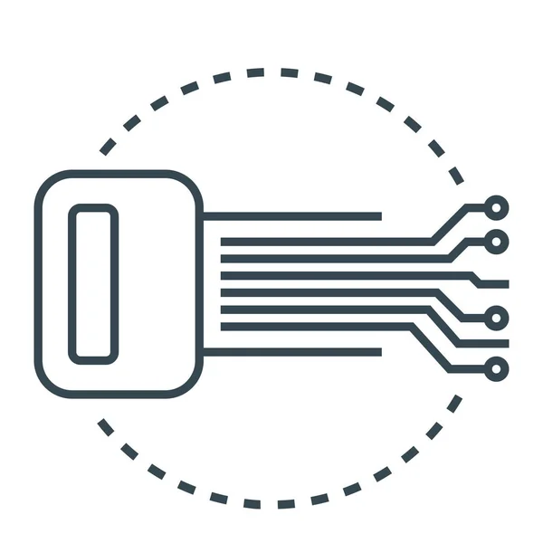 Digital Digital Key Key Icon Outline Style — Stock Vector