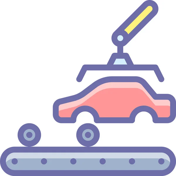 Car Factory Production Icon Filled Outline Style — Stock Vector