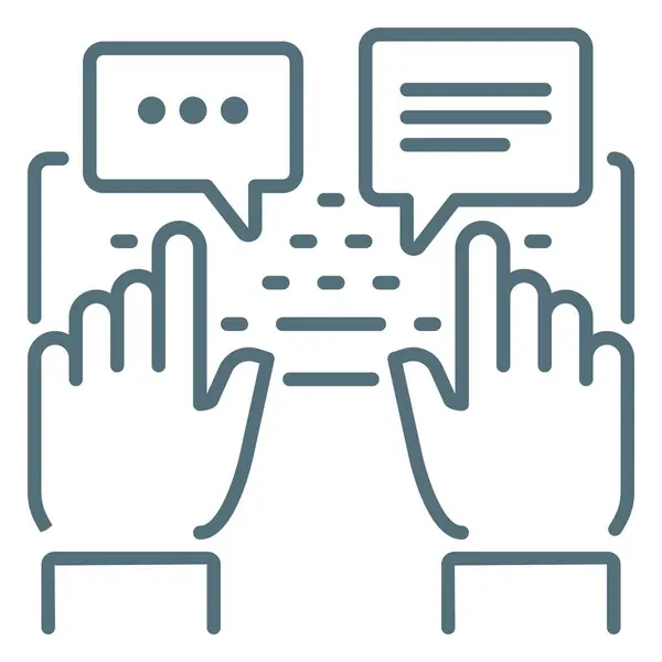 Chat Hand Toetsenbord Pictogram Contouren Stijl — Stockvector