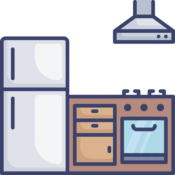 Réfrigérateur Meuble Icône Meubles — Image vectorielle