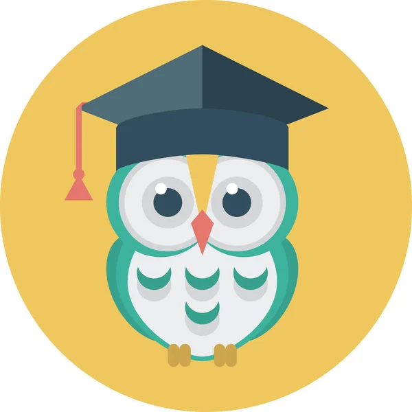 Búho Educación Estudiante Icono Estilo Plano — Vector de stock