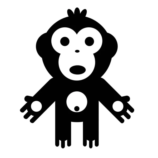 Małpa Zwierzę Solid Ikona Stałym Stylu — Wektor stockowy