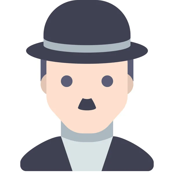 Actor Chaplin Charlie Icono Estilo Plano — Vector de stock