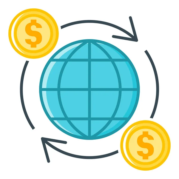 Finanza Internazionale Icona Della Finanza Internazionale Stile Flat — Vettoriale Stock