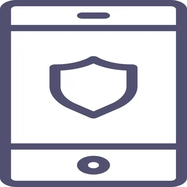Icono Seguridad Protección Móvil Estilo Esquema — Vector de stock