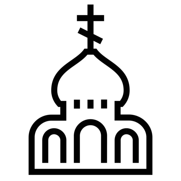 Ortodox Templom Vázlatos Ikon Körvonalazott Stílusban — Stock Vector