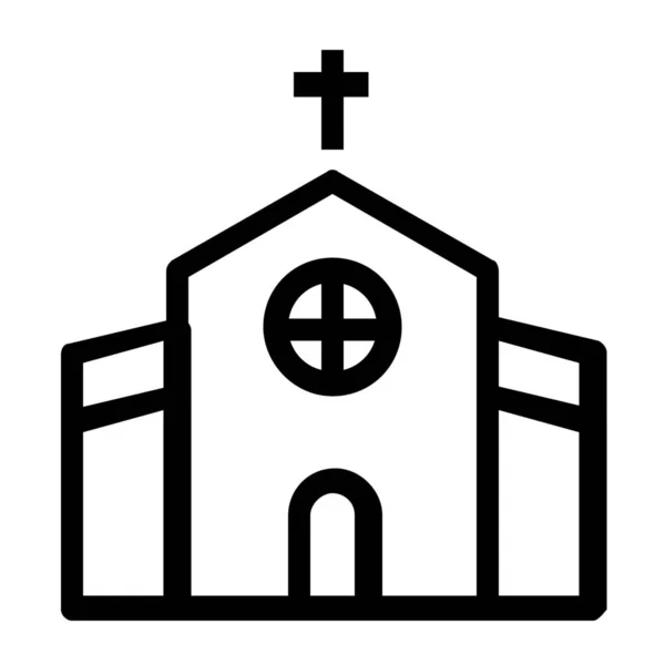 Edificio Iglesia Icono Religioso Estilo Esquema — Vector de stock