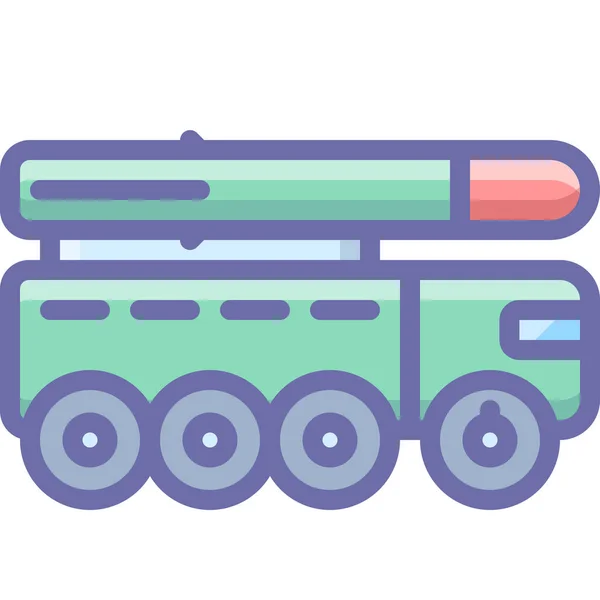Militär Raketen Lkw Ikone Stil Ausgefüllter Umrisse — Stockvektor