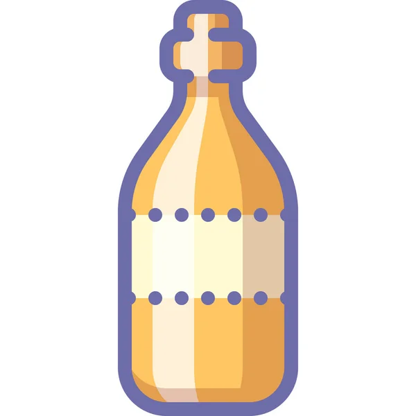 Icono Vino Aceite Botella Estilo Contorno Lleno — Vector de stock