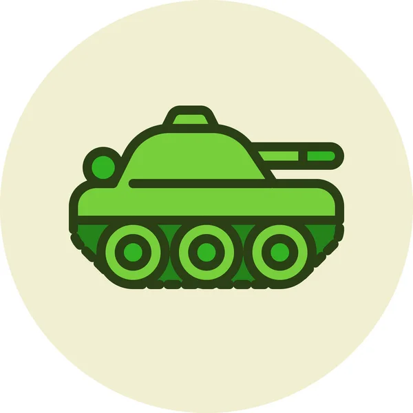 Leger Militaire Tank Icoon Gevulde Omtrek Stijl — Stockvector