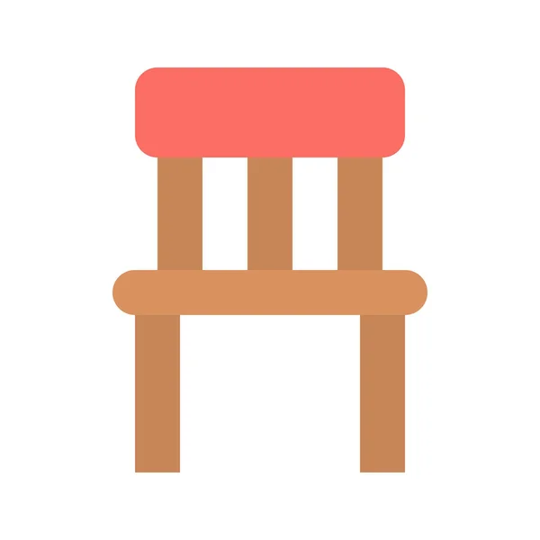 Chair Furniture Wooden Icon Flat Style — Stock Vector