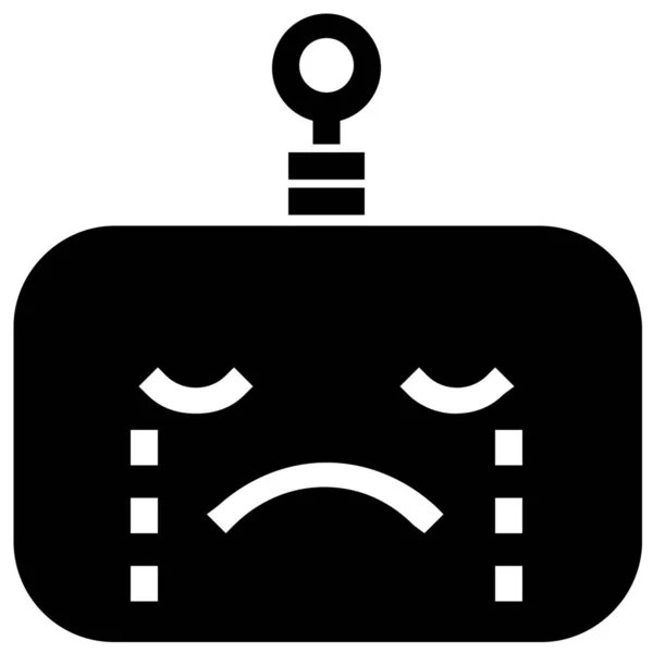 Weinen Emoticon Roboter Symbol Solid Stil — Stockvektor