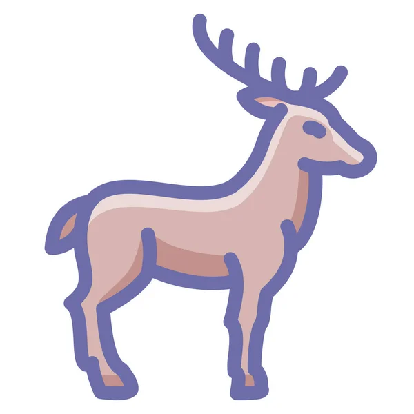 Ikon Tanduk Rusa Elk Dalam Gaya Filled Outline - Stok Vektor