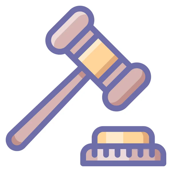 Auction Hammer Judge Icon Filled Outline Style — Stock Vector