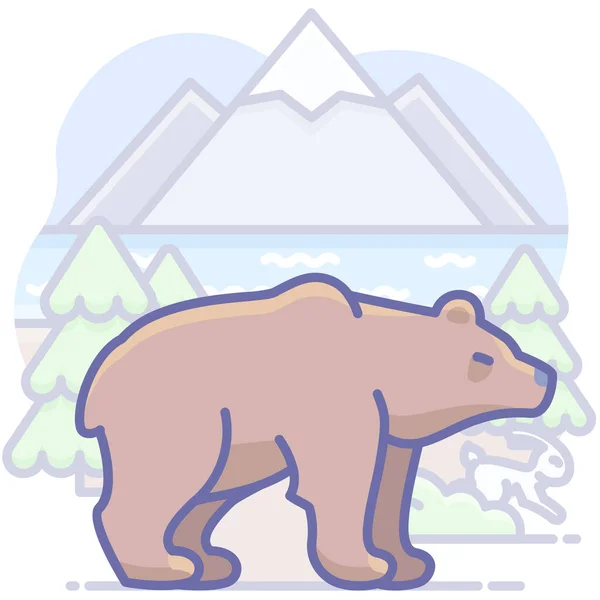Zvířecí Medvěd Příroda Ikona Vyplněném Stylu Obrysu — Stockový vektor