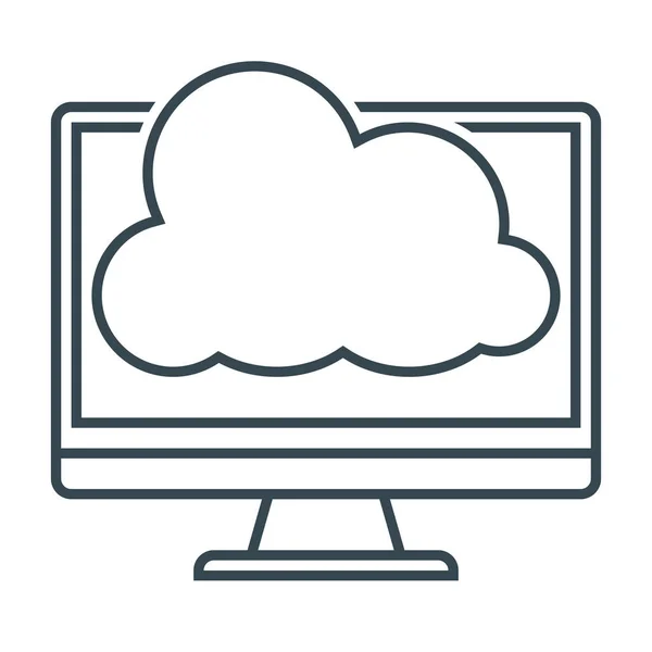 Cloud Computing Icône Nuageuse Dans Style Outline — Image vectorielle