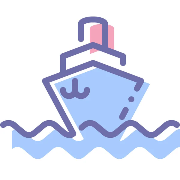 Signe Bateau Icône Bateau Vapeur Dans Style Contour Rempli — Image vectorielle