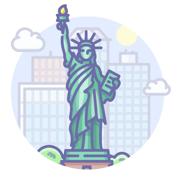 Estatua Libertad Usa Icono Estilo Contorno Lleno — Archivo Imágenes Vectoriales