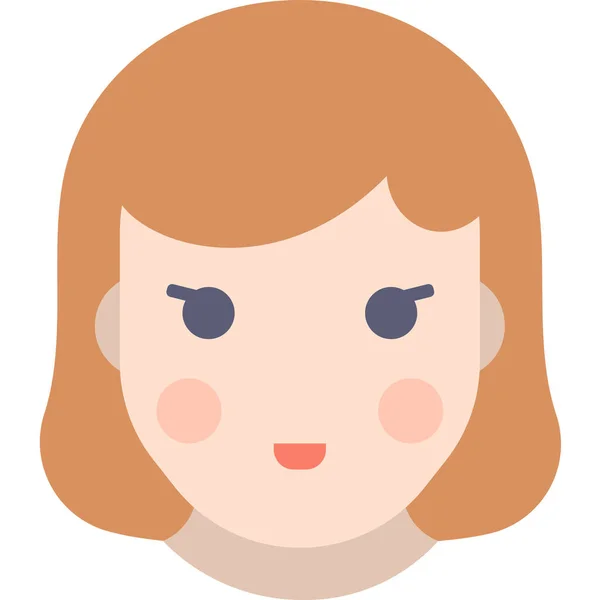 Лицо Девушка Человеческая Икона Плоском Стиле — стоковый вектор