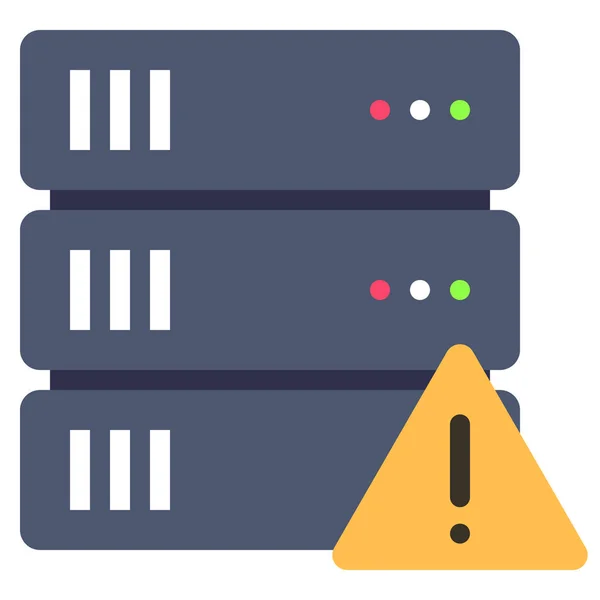 Alert Database Server Icon Flat Style — Stock Vector