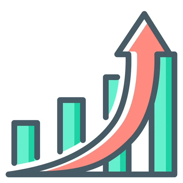 Business Growth Chart Icon Filled Outline Style — Stock Vector