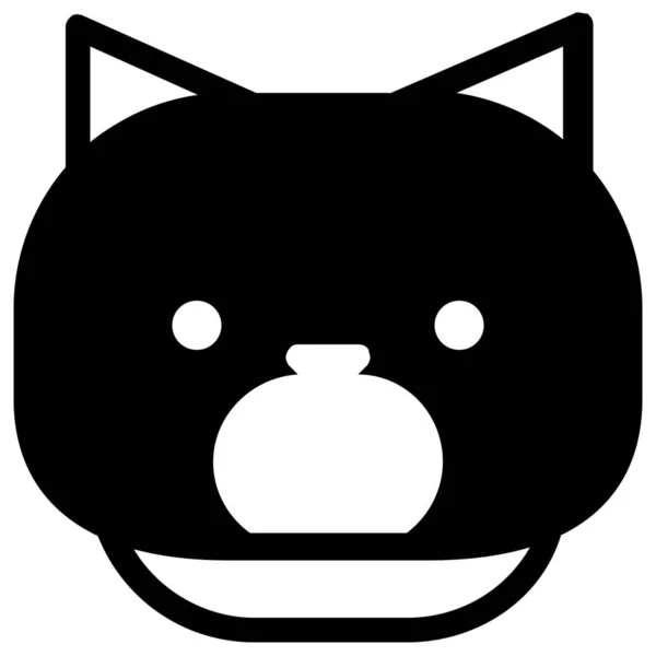 솔리드 스타일의 고양이 이모티콘 충격파 아이콘 — 스톡 벡터