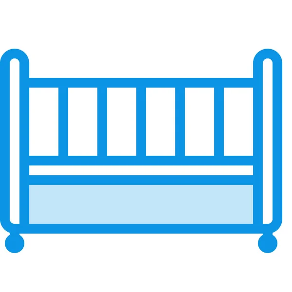 Ikon Bed Child Crib Dalam Gaya Filled Outline - Stok Vektor