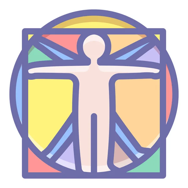 Davinci Man Vitruvian Icon Filled Outline Style — Stock Vector
