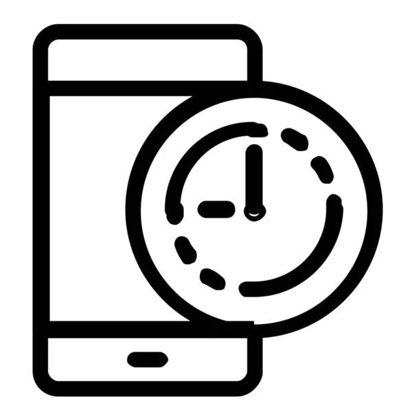 Clock Smartphone Ikon Outline Dalam Gaya Outline - Stok Vektor