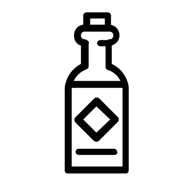 Alkoholos Üveg Ital Ikon Körvonalazott Stílusban — Stock Vector