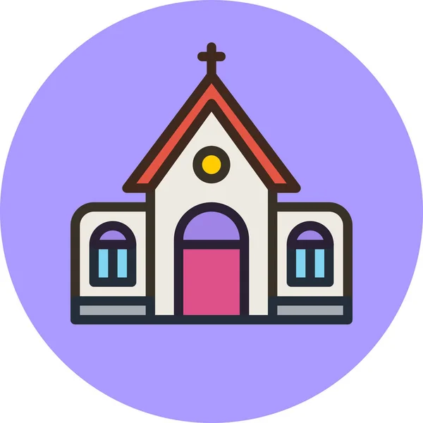 Tamamlanmış Ana Hatlarıyla Katolik Kilisesi Simgesi Inşa Etmek — Stok Vektör