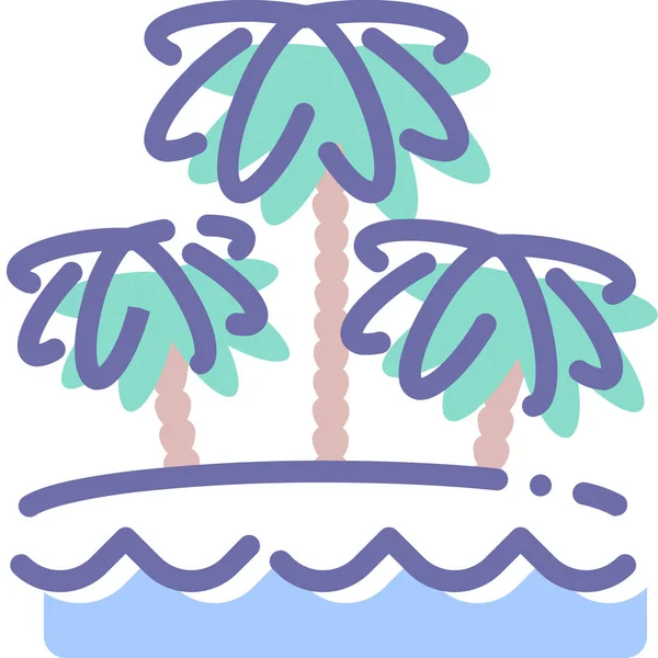 Playa Mar Viaje Icono Estilo Contorno Lleno — Vector de stock