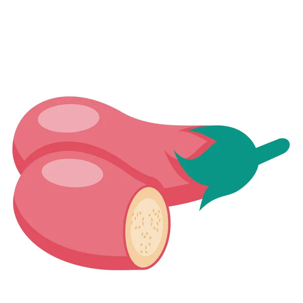 Aubergine Nourriture Légume Icône Dans Style Plat — Image vectorielle